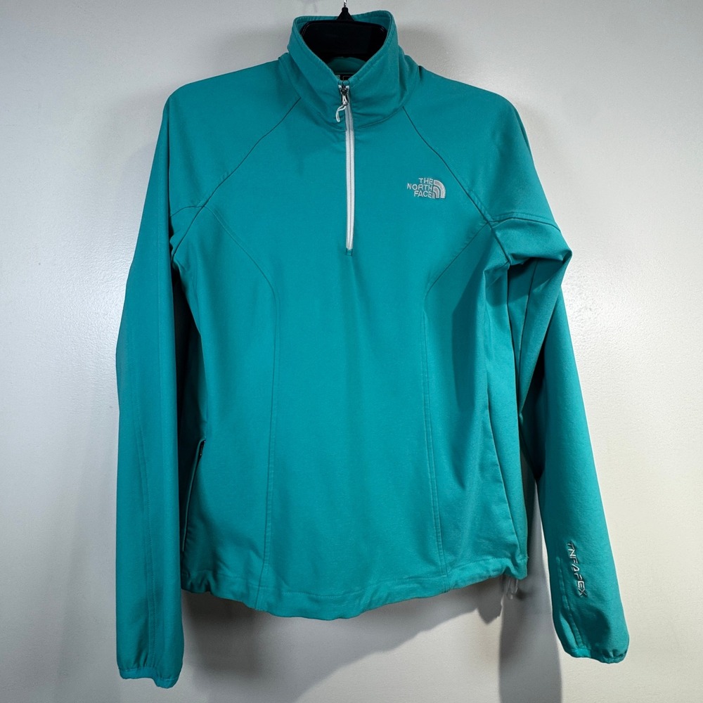 The‎ North Face TNF Apex Teal Blue Quarter Zip Softshell Jacket Womens M Outdoor